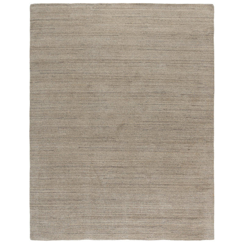 Tapis couleur pierre / gris en laine / coton tissé à la main Morano, Rectangulaire 8 pi x 10 pi
