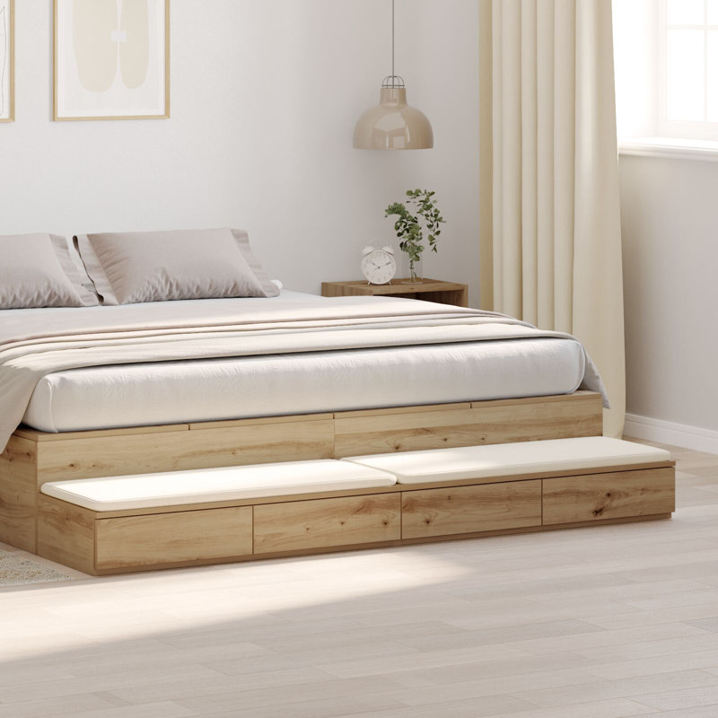 Underbed Storage Drawers, Artisan Oak, 16.5cm H x 200cm L x 36.5 W cm