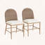 Ensemble de chaises de salle à manger Farmhouse avec dossier en rotin et structure en fer, ensemble de 2