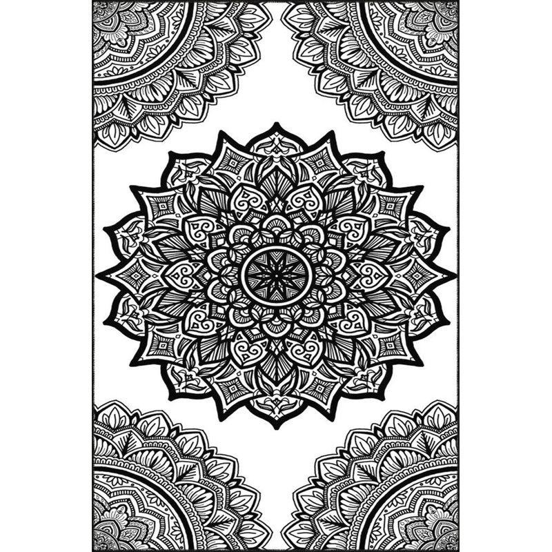 Tapis noir lavable à motif d'étoile tissé, Tapis de couloir 3 pi 3 po x 6 pi 7 po inclus
