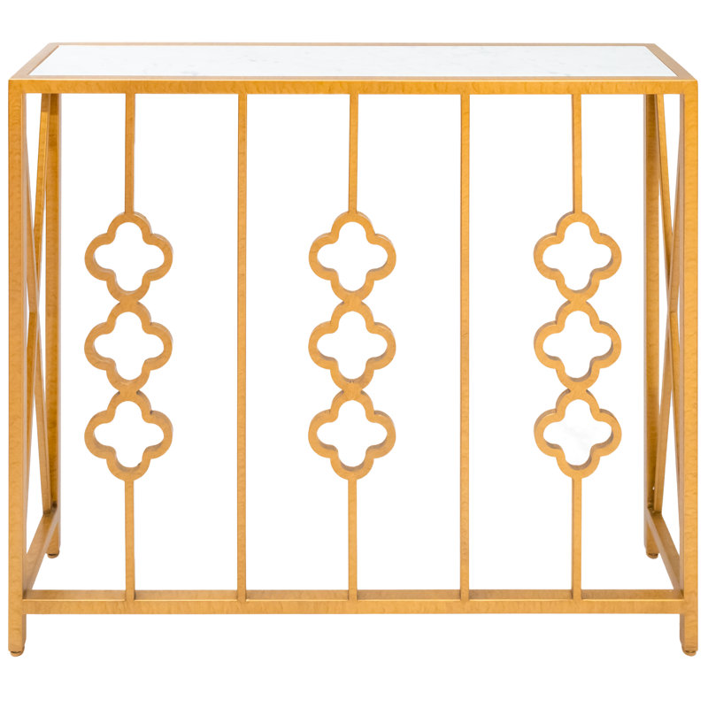 Console Petite Quatrefoil, Or royal, Carrera Marble