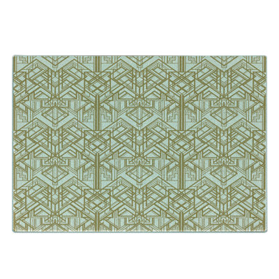 Ambesonne Geometric Tempered Glass Cutting Board Futuristic Retro Mix Pale Brown and Off White