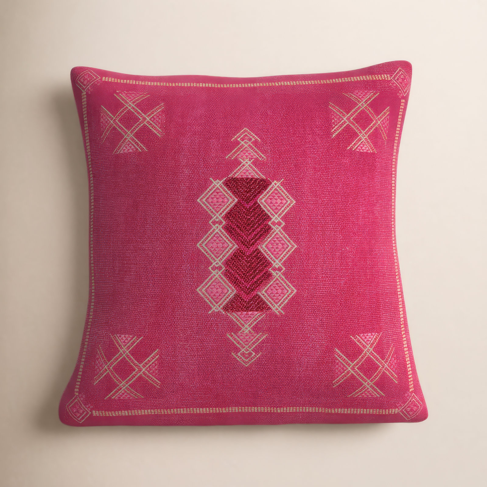 Mikes 100% Wool Throw Square Pillow, Pink/Tan, No Fill