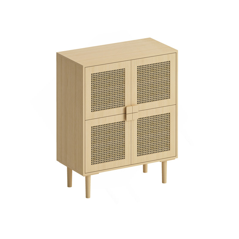 4-Doors Rattan Mesh Storage Cabinet, Natural