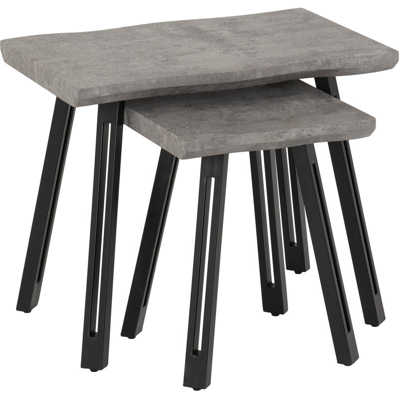 Alexsandra Wave Edge Nest of Tables, Concrete Grey