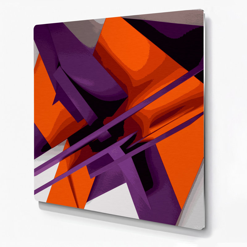«Geometric Abstraction 18», art mural en métal mauve, H 16 po x l 16 po