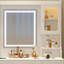 Grande coiffeuse, bureau de coiffeuse élégant avec grand miroir et lumières, coiffeuse de maquillage avec prise de courant pour la chambre à coucher, blanc