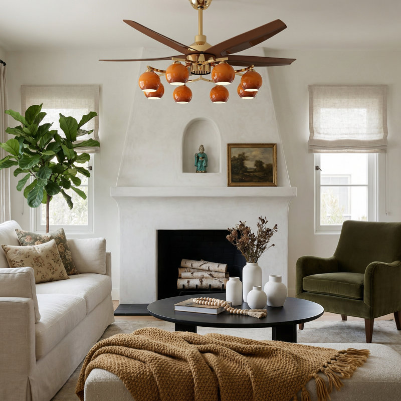 52'' Ceiling Fan With Light Kit And Remote