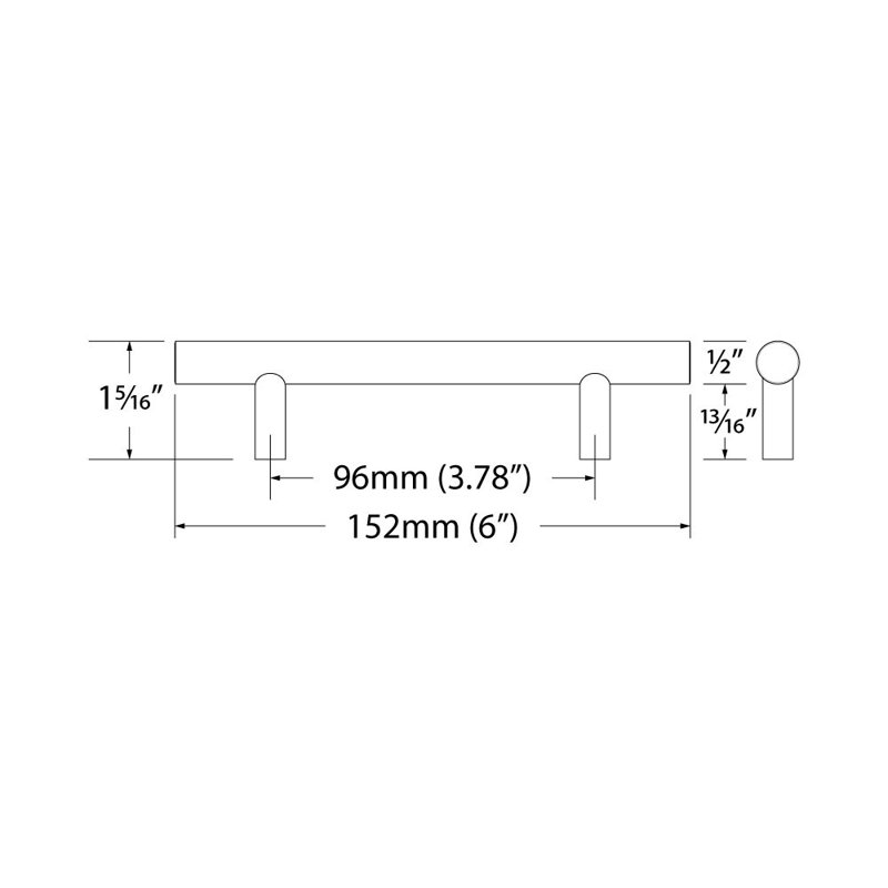 Paquet de 25 poignées pour armoire et tiroir Outwater? 96 mm (3,78 po) d'un centre à l'autre, longueur totale de 6 po