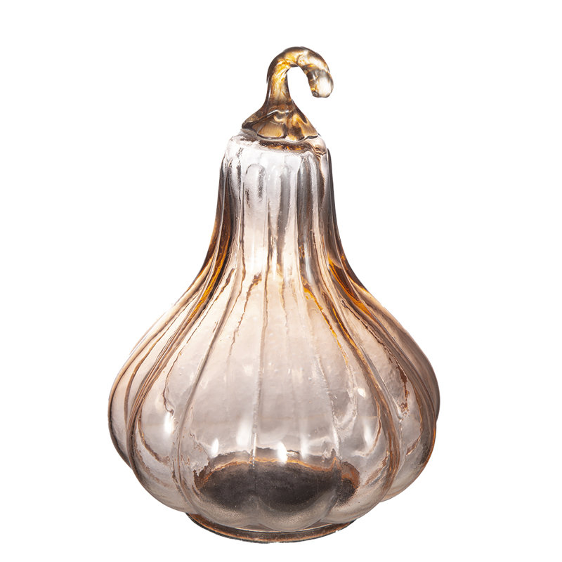 Glass Pumpkin - Set of 2 - 4.3"Dia. x 7" - Clear