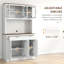 Armoire de cuisine avec 5 portes, 2 tiroirs, tablettes réglables, support à micro-ondes, blanc pour le garage, salle de rangement H 72,57 po, maison