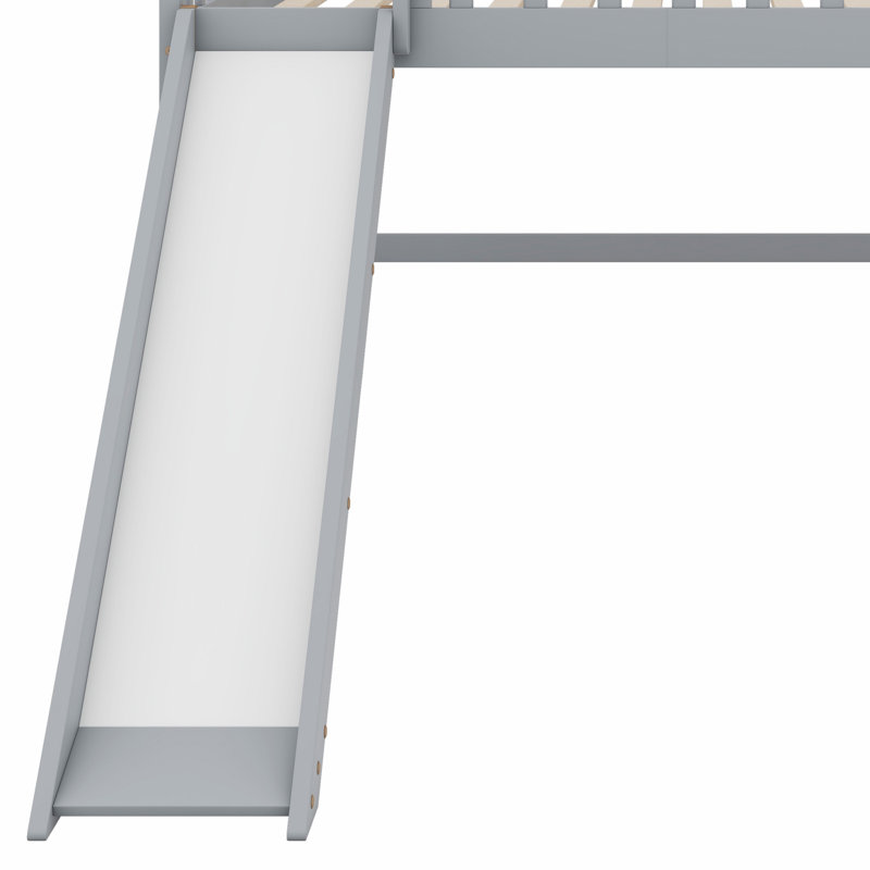 Lit mezzanine bas avec échelle et toboggan, Gris