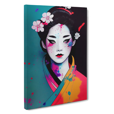 Splashed Geisha No.1 - Wrapped Canvas