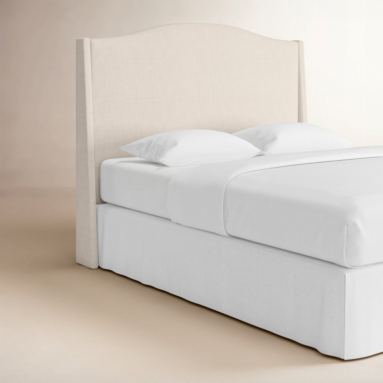 Byrd Upholstered Wingback Headboard, Queen, Classic Talc Linen