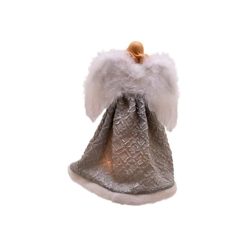 Silver and Gray Lighted Angel Christmas Tree Topper