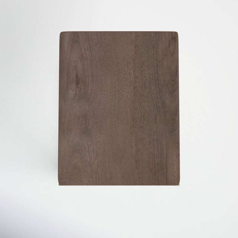Tulane Solid Wood End Table, Nickel, Medium Brown