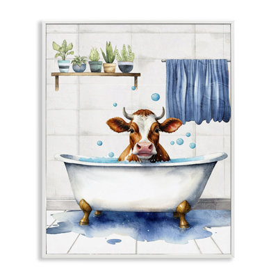 Cattle Bathtime Suds  Framed Giclee Art by Kim Allen bk-126