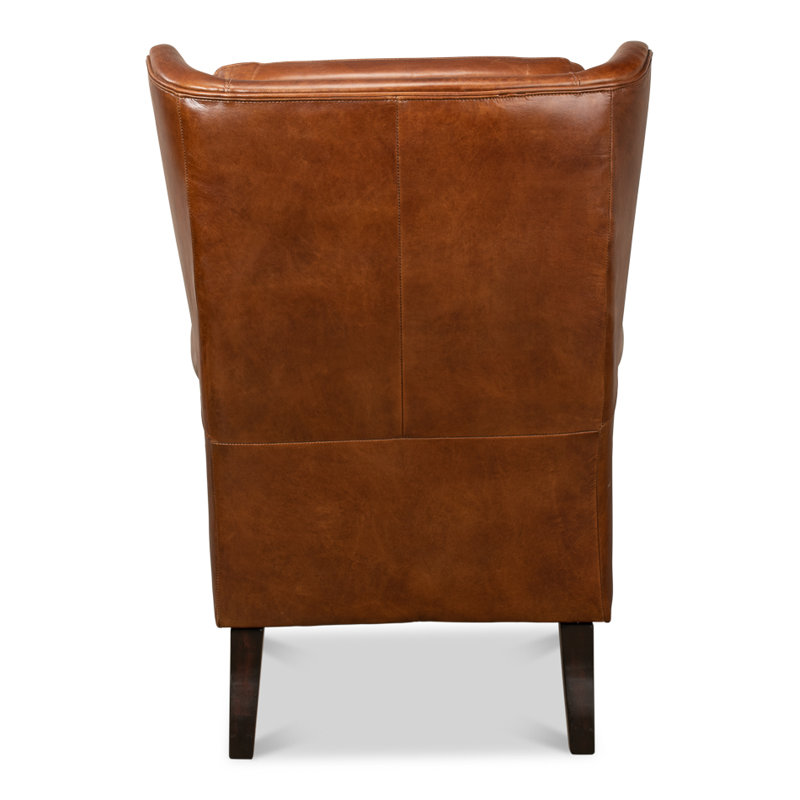 Elite Wingback Chair, Dark Brown Genuine Leather