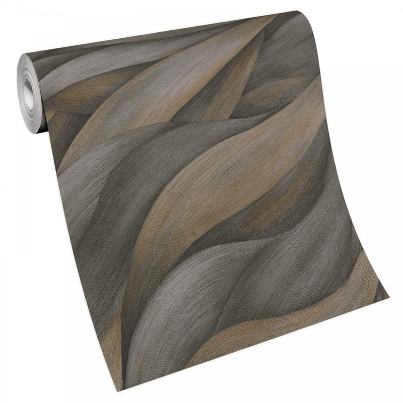 Wallpaper Abstract Featuring Waves, Brown/Gray
