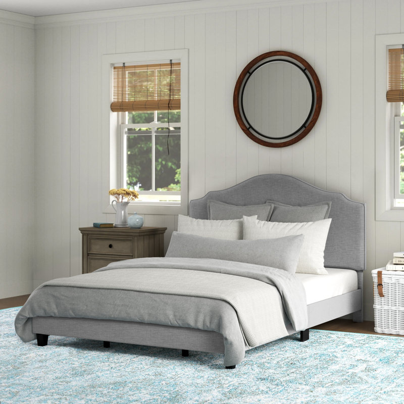 Upholstered Platform Bed, Full, Slate