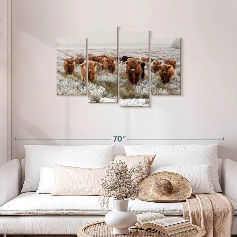 Winter Highland Cows, 27" H x 43" W