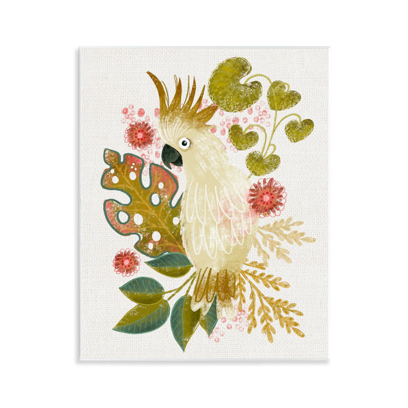 Art mural de cacatoès et feuilles tropicales par Fineapple Pear