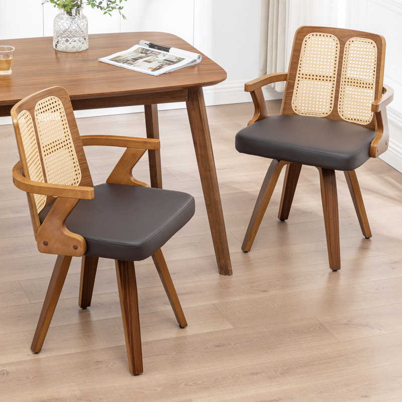 Chaises de salle à manger rembourrées Modern, Brun