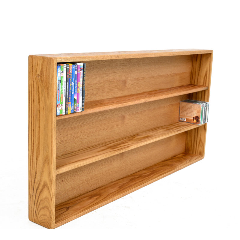 Support pour CD / DVD / VHS en bois de style tablette - Série 08, Brut, H 27 po x l 52 po x P 5,25 po