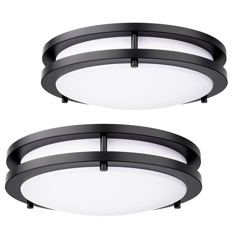 Paquet de 2 plafonniers encastrés à DEL de 13 po noir, intensité variable 24 W 2400LM, télécommande, 3 températures de couleur