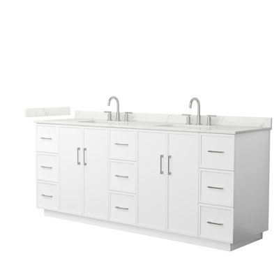 Elan TK 84" Freestanding Double Bathroom Vanity with Quartz Top