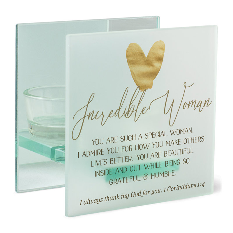 Photophore en verre de 4 po avec bougie inclus, Bleu / jaune