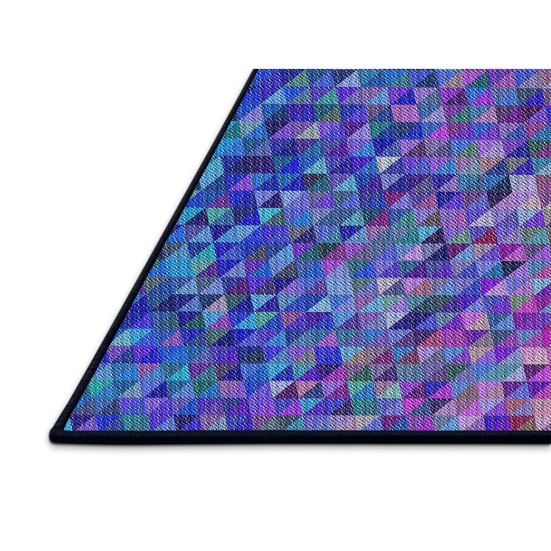 Tapis décoratif rose à motif géométrique Sato, Rectangle 6 pi x 9 pi