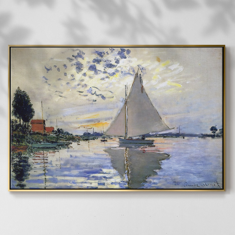 Voilier au petit sur toile, H 37 po x l 25 po x P 2 po, Or