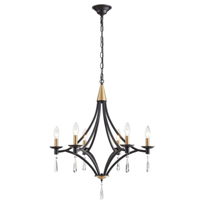 Lustre moderne en cristal, lustre de ferme à 6 lumières, suspension moderne (doré)