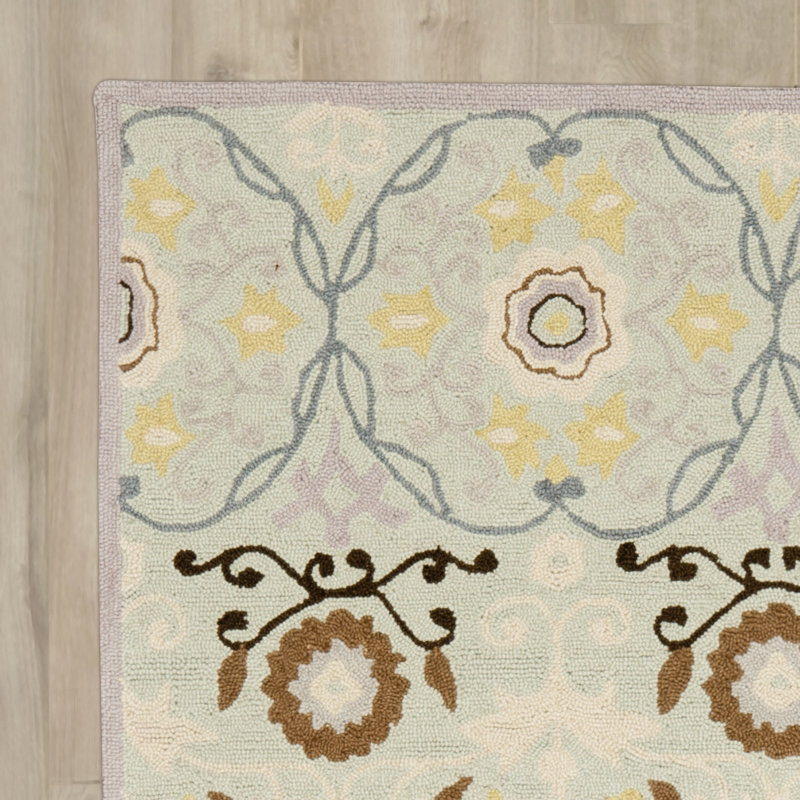 Rafferty Rectangle Floral Wool Hand Woven Area Rug, Rectangle 160 x 251cm