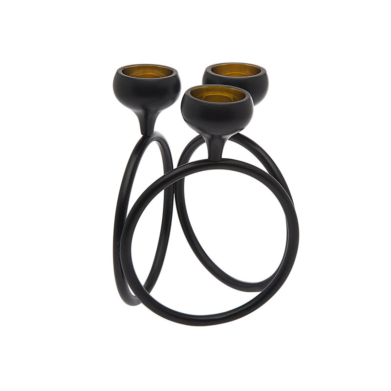 Exquisite Black and Gold Brass Tabletop Candelabra