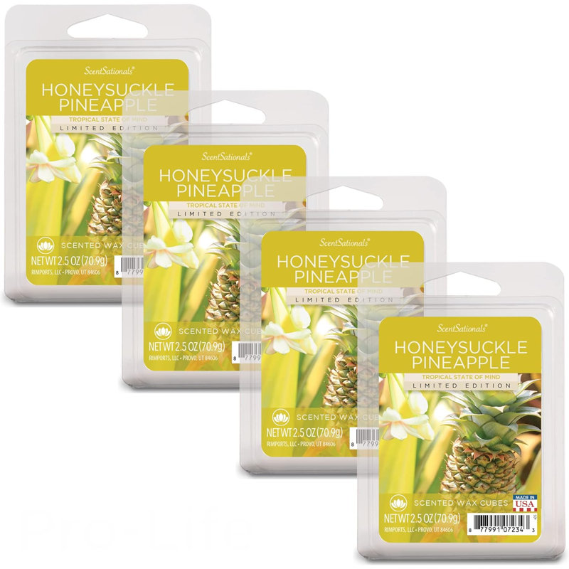 Collection de fond de cire ScentSationals 4PK, Chèvrefeuille ananas