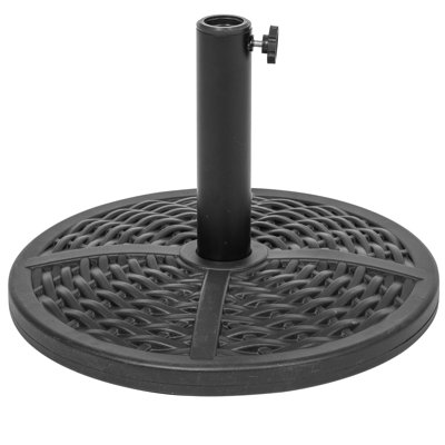  Base de parasol de patio autoportante 26,4 lb en PE avec fonte de béton et tube de fer, porte-parapluie robuste pour jardin, terrasse ou pelouse, noir