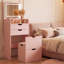 Ensemble de meuble-lavabo 3 en 1 avec miroir HD et 3 lumières DEL réglables, 2 tiroirs coulissants et tabouret de rangement caché, coiffeuse peu encombrante, rose-2038741845