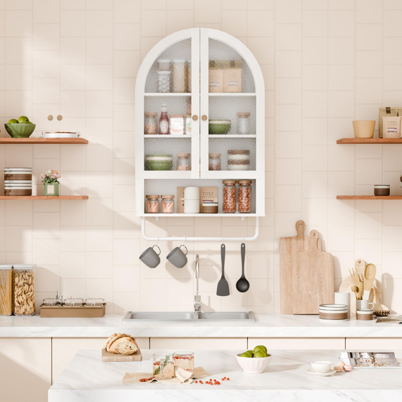 Bathroom Wall Cabinet, Modern Medicine Cabinet With With Adjustable Wood Shelf, White