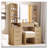43.5" Fluted Makeup Vanity Desk with Mirror and Lights, Modern Glass Top Vanity Table with 10 Drawers & 2 Transparent Glass Cabinets, Dressing Table Set with Stool-1622848340