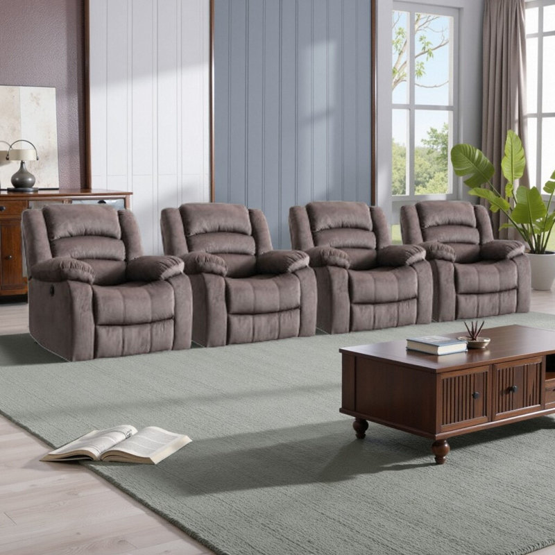 Fauteuil inclinable électrique standard de 38,6 po de largeur, ultra doux et rembourré avec accoudoirs rembourrés (ensemble de 4)