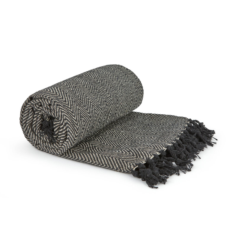 Meurer Hand Woven Throw Blanket, 254cm x 178cm, Black