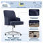  Chaise de bureau à dossier mi-haut Leighton de Serta avec têtes de clous chromées, coussin en mousse à mémoire de forme, accoudoirs rembourrés-1144311041