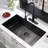 32'' L Undermount Kitchen Sink Drop In Black Single Bowl Deep Stainless Steel Sink with Grid-97772834