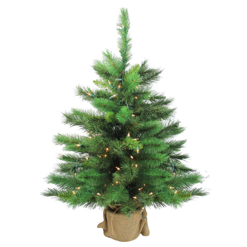 Arbre de Noël artificiel épinette moyen enneigé 3 pi avec lumières claires New Carolina