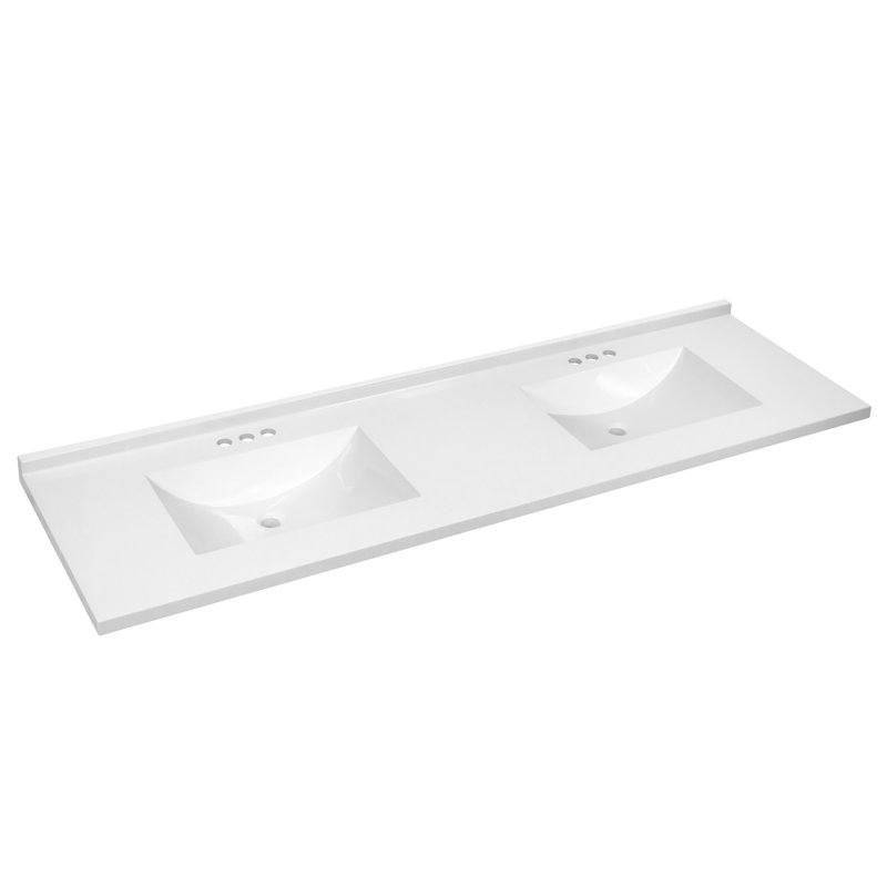 Camilla 73-Inch Solid White Cultured Marble Double Vanity Top
