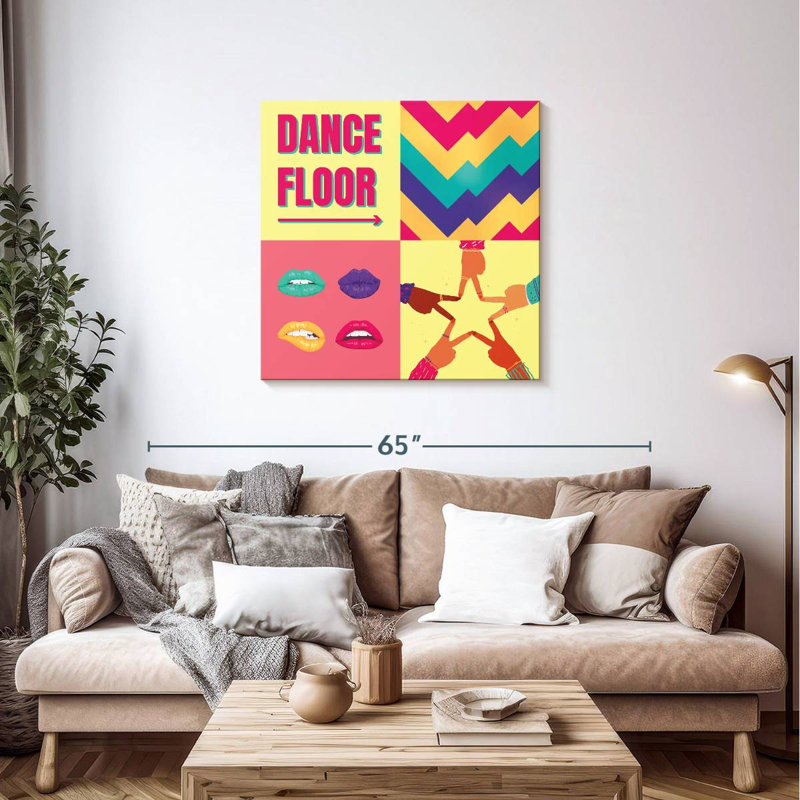 Retro Dance Floor Typography, 36" H x 36" W