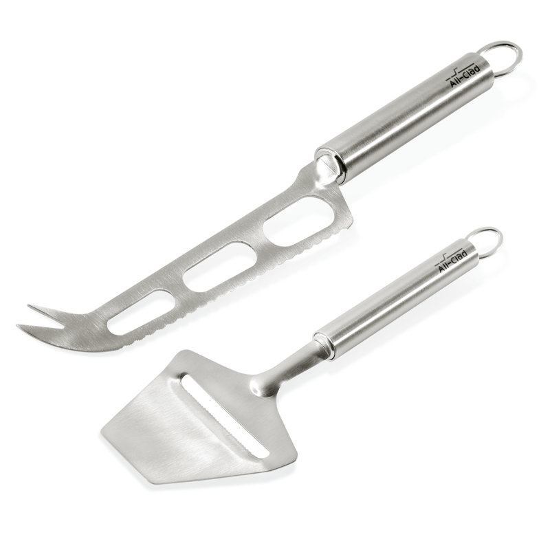 Elegant Silver Stainless Steel Cheese Tools Set with Serrated Knife