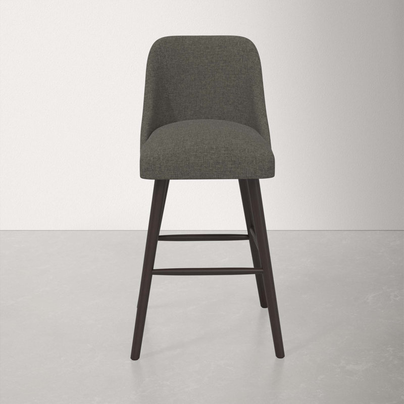 Tabouret Gallie, Tabouret de bar (siège d'une hauteur de 31 po), Espresso, Lin texturé gris anthracite